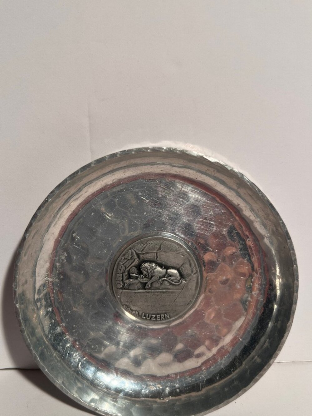 Vintage SIGG SIGAL Swiss Pewter Lion of Luzern Trinket Dish Coaster